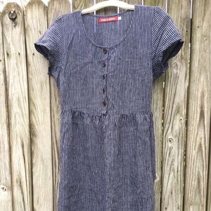 Pyne & Smith medium new version indigo stripe with back tie